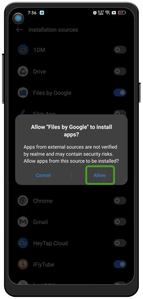 تفعيل المصادر غير المعروفة
